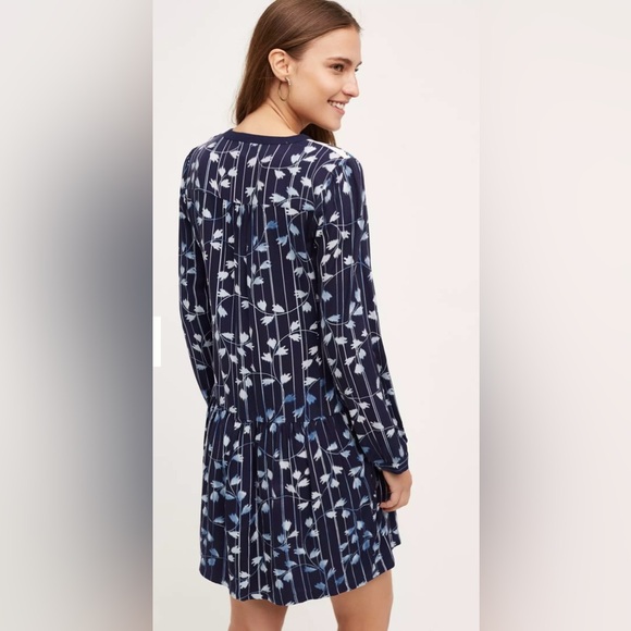 Anthropologie Tiny Semele Embroidered Patchwork Drop Waist Shirtdress Boho - Picture 3 of 11